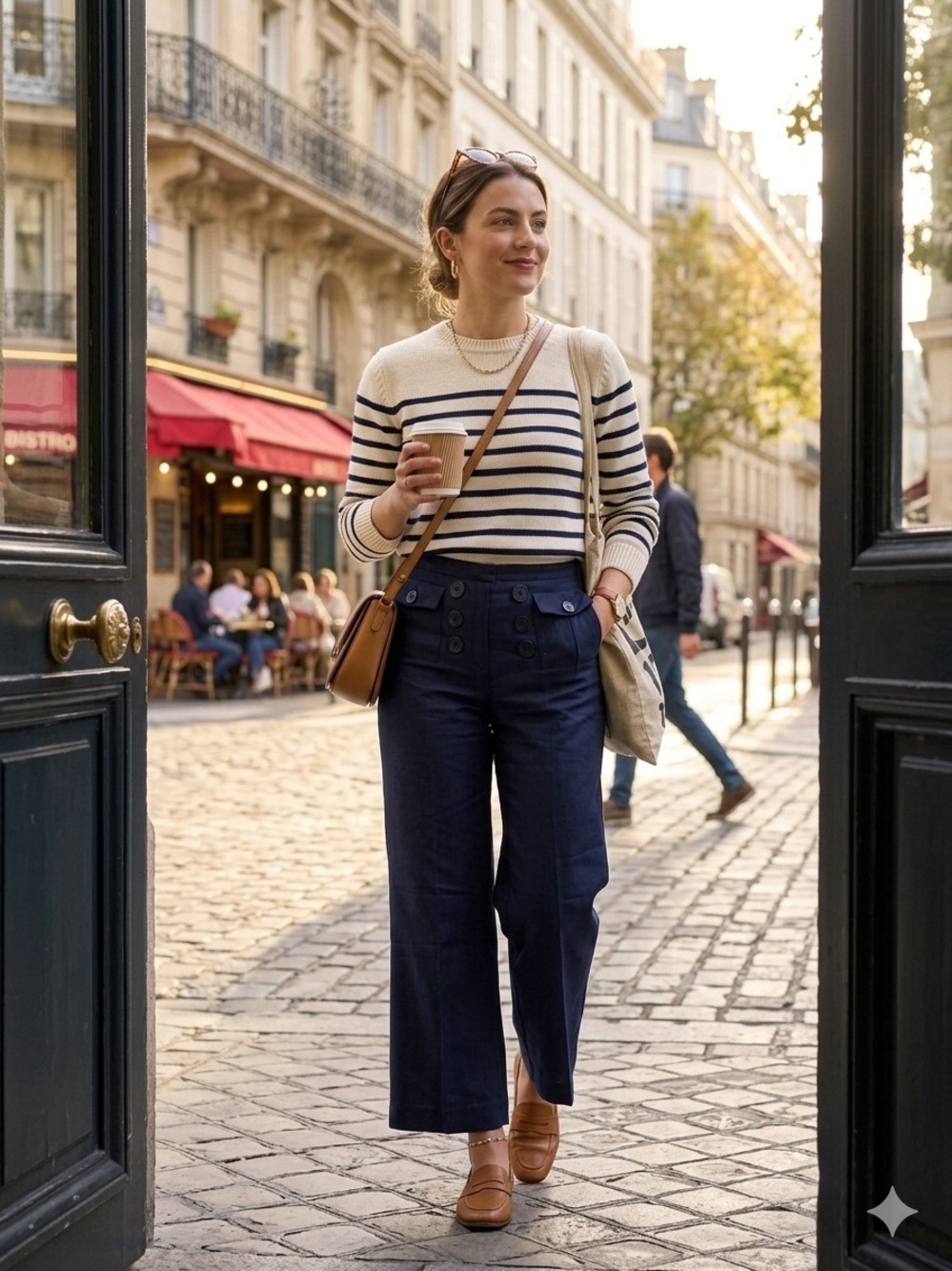 Mac & Jac Navy Blue Button Sailor Trousers Women Size 4